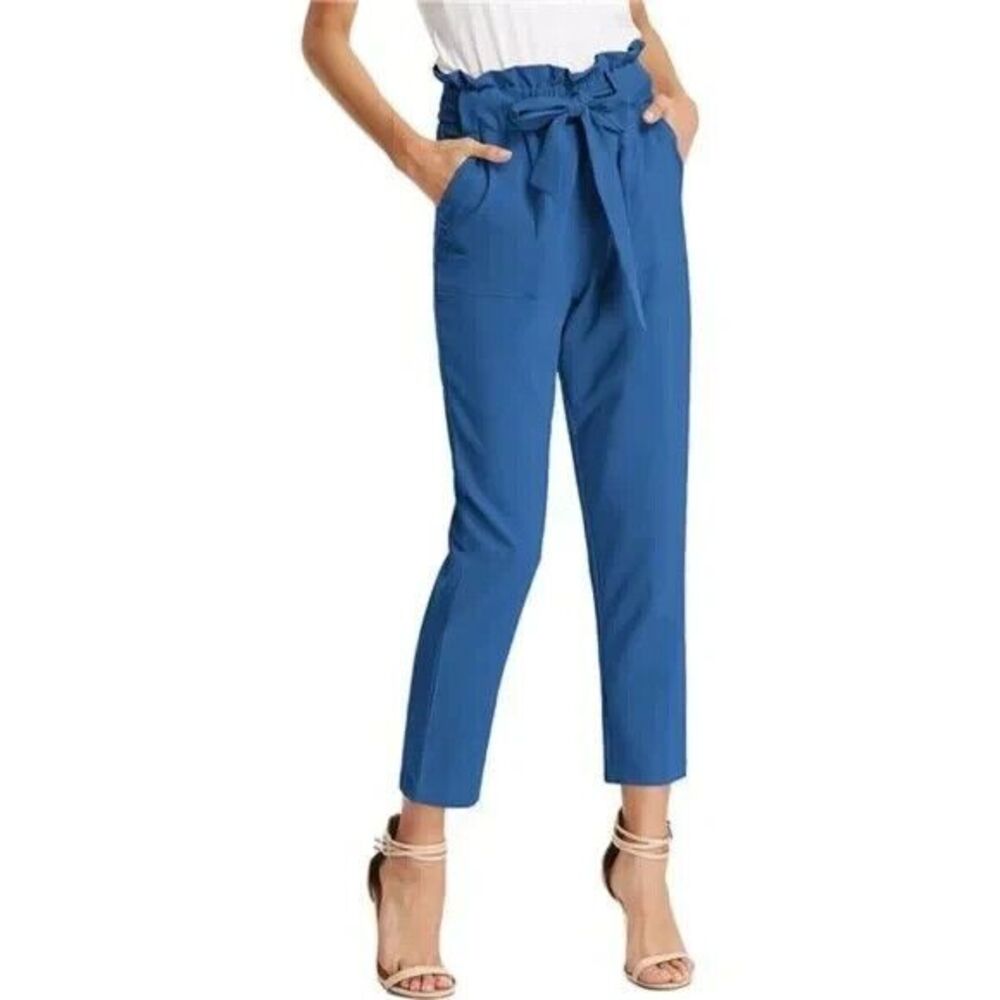 Revamped Premium Collection Women's Royal Blue Paperbag Pants Size M NWT
